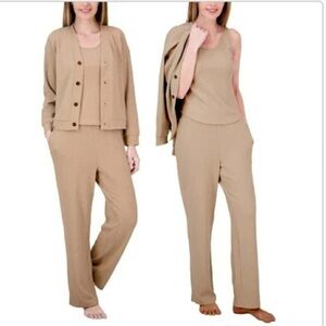 Women's Live 2 Lounge 3-Piece Textured Lounge Set Beige X-Large